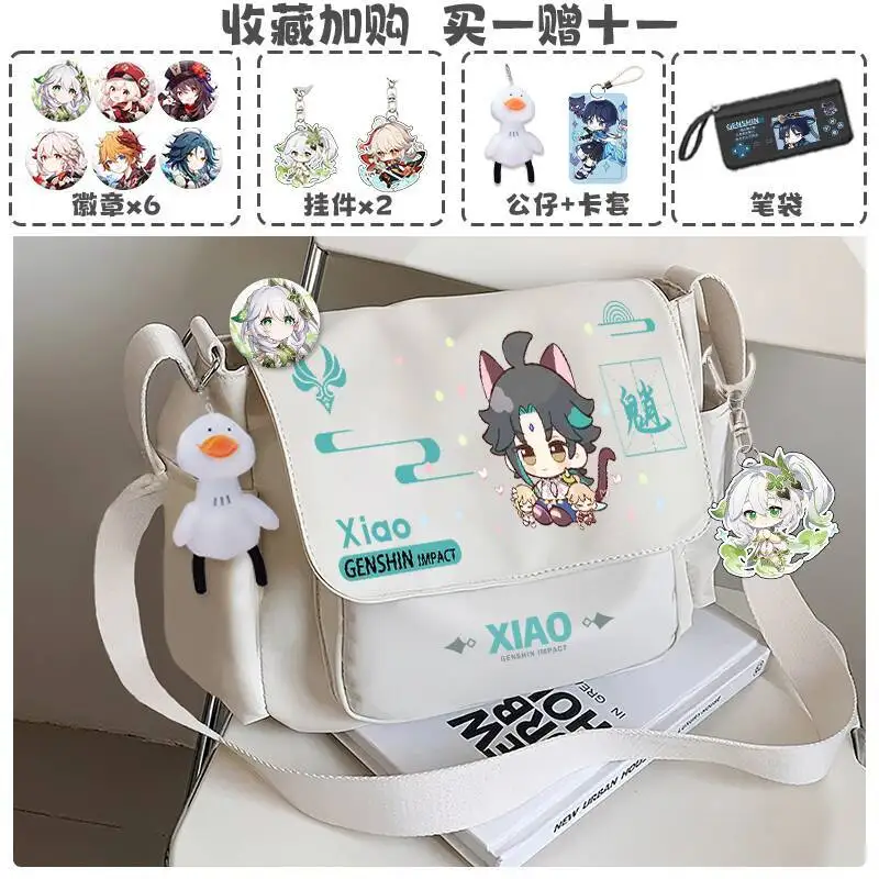 Torba na ramię Genshin Impact Zhongli Xiao Kaedehara Kazuha Collaboration Crossbody Student Tote Canvas Shoulder Bag Anine
