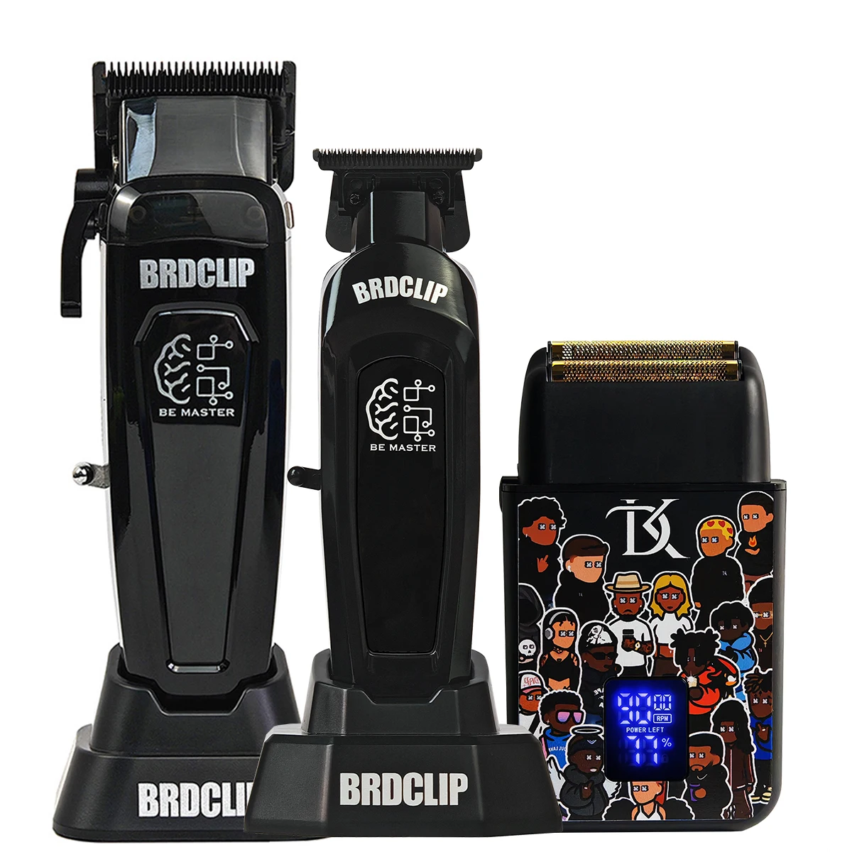 

BRDCLIP Профессиональный парикмахерский набор 106 107 DK800 с базовым зарядным устройством 7500 об/мин Машинка для стрижки волос DLC Лезвие 8000 об/мин Триммер 9000 мАч Бритва