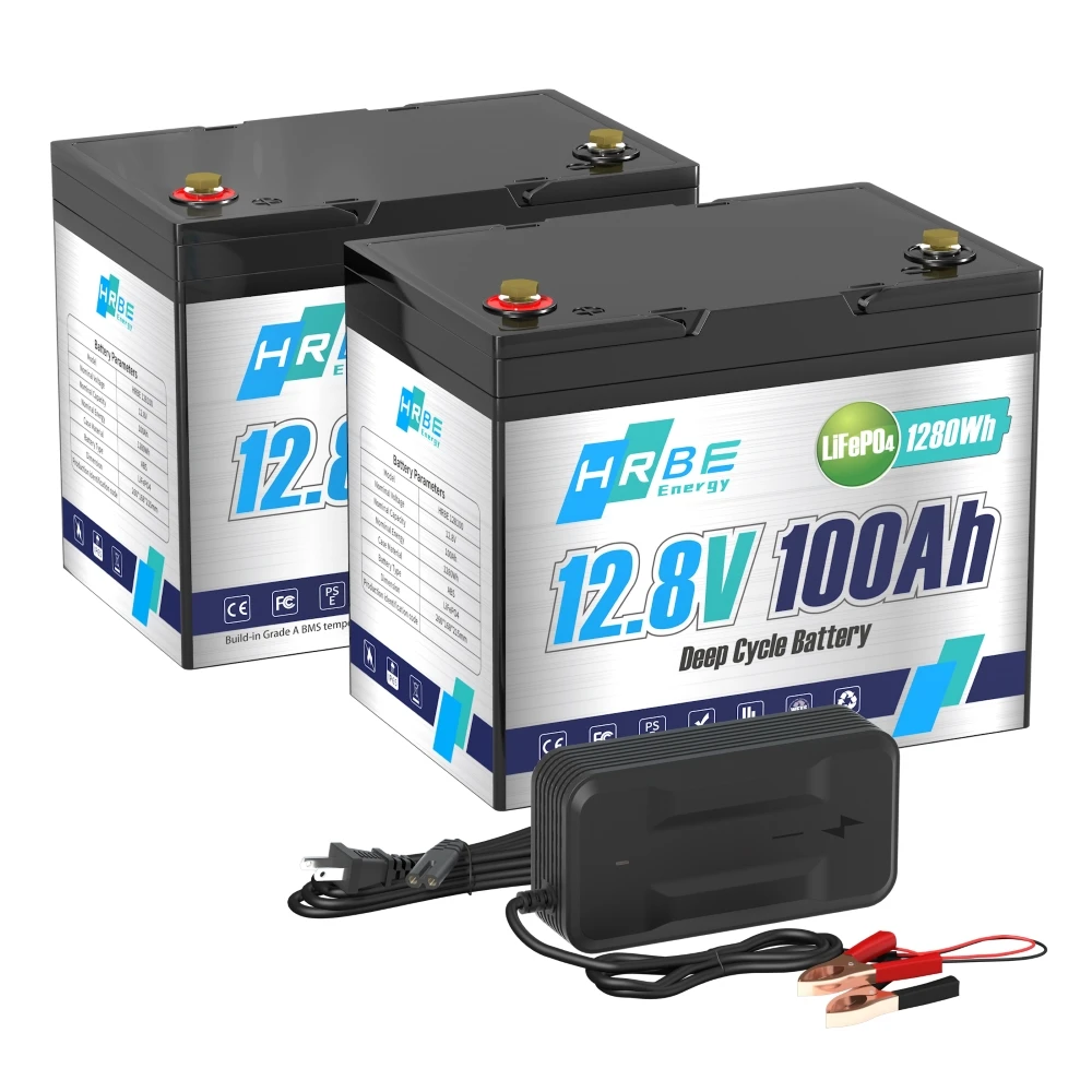 12V 100Ah 200Ah LiFePo4 Battery Pack 6000+ Deep Cycles Lithium Iron Phosphate Batteries Built-in BMS For Solar Boat No Tax