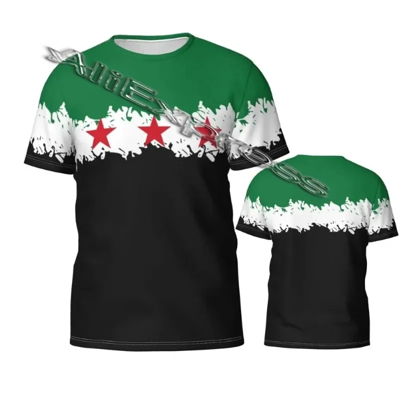 

Syria Flag T-shirts for Men Clothing Syrian National Emblem Pirnt Sportswear Gym Tops Daily Casual Oversized Tee Shirt Homme 6XL