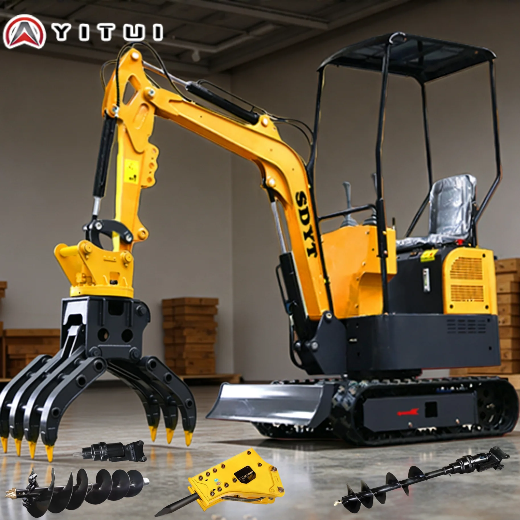 حفار زاحف هيدروليكي صغير مخصص 1.2 طن مع مرفقات متعددة (كسر/مغطى) للهندسة الخارجية #1