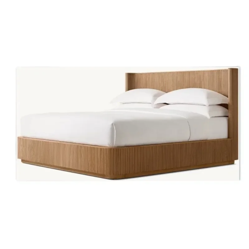 American retro solid wood 1.8 meters double bed French wabi sabi medieval villa master bedroom oak bed foreign trade
