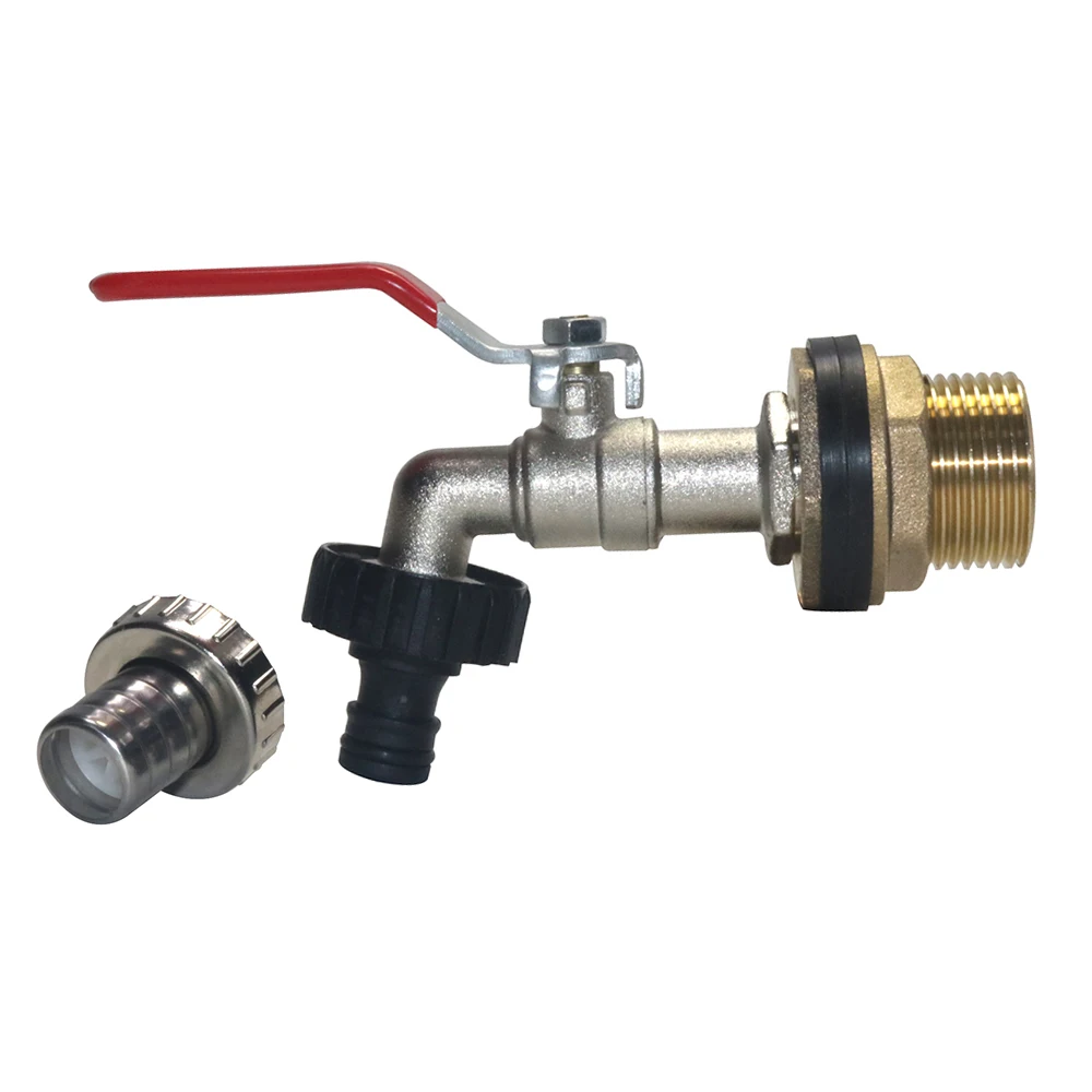 

G1'' To 3/4'' Brass threaded flange alloy faucet set rainwater collection bucket faucet garden irrigation drip water joint