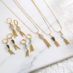 HECHENG,Enamel Fish Necklace Earrings Set,CZ Cooper 18KPlated Cyprinoid Koi Lucky Necklace Earrings for Women, Jewelry Set