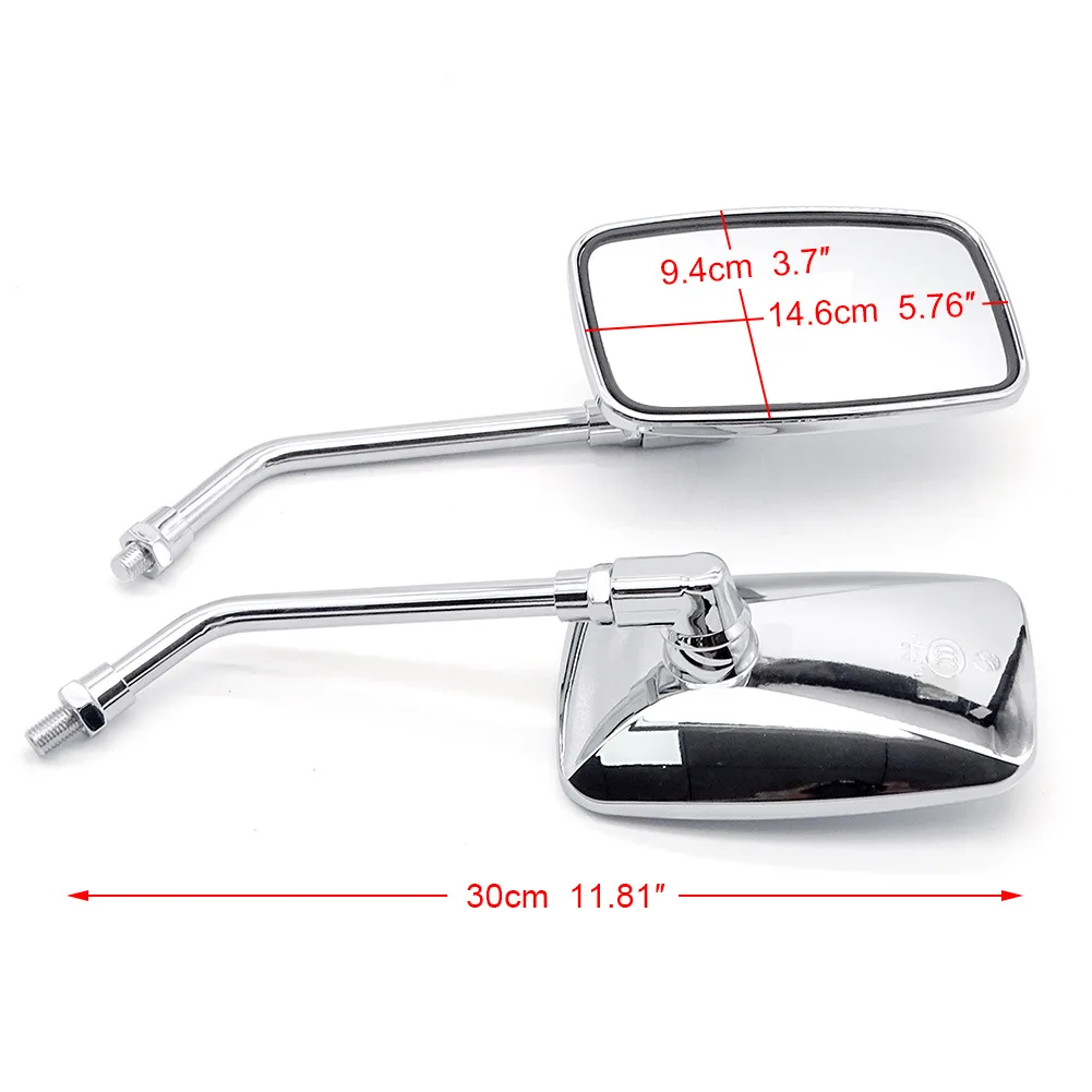 2PCS Chrome 10mm Motorcycle Mirrors Rearview Side Mirror Cafe Racer Old School Bobber Touring Dirt bike