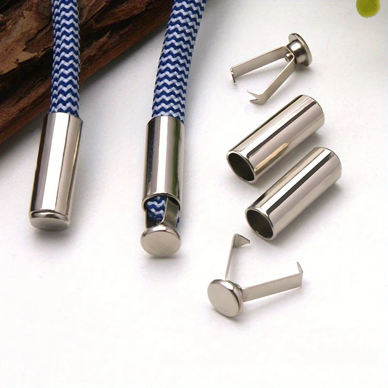 10pcs Metal Rope Buckle Waistband Rope Accessories for Hoodies and Pants, Drawstring Closure with Pendant, Rope Head for Sewing