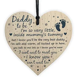 Wooden Heart Card Daddy to Be Sign Gifts from Bump for Dad/Father New Born Baby Son Daughter Plaque New Dad Gifts
