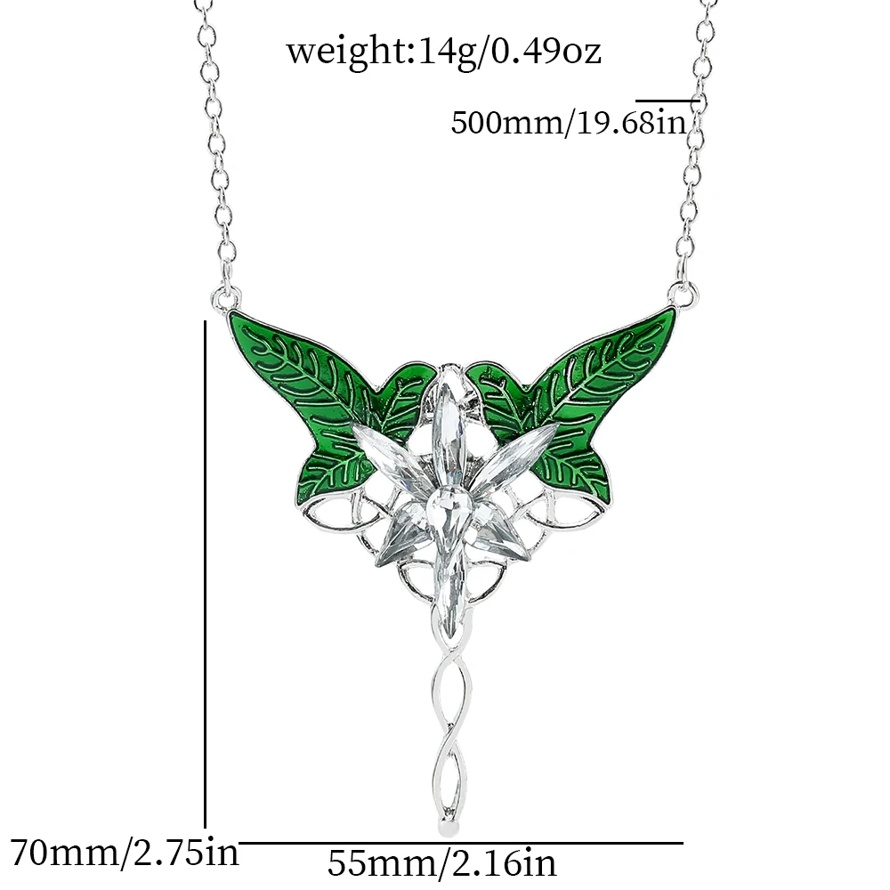 Arwen Evenstar-Long Elven Leaf Pendant Necklace for Men and Women, Movies Jewelry, Fashion