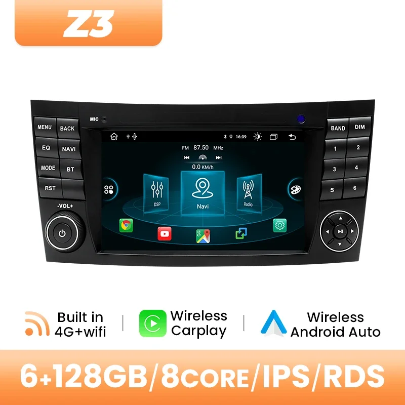 AI Voice Draadloze Carplay Android 14 Autoradio Speler Voor Mercedes Benz E-klasse W211 E200 E220 E300 E350 E240 E270 E280 CLS CLAS