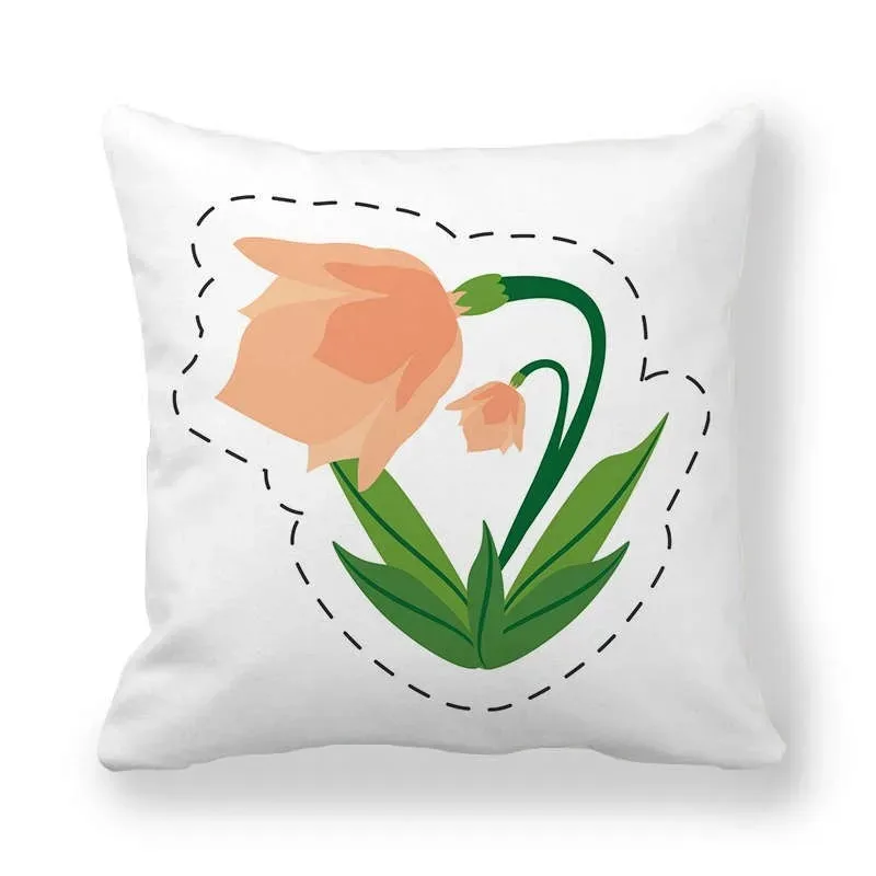 Flower series cartoon tulip daisy pillowcase living room sofa cushion cover office chair pillowcase bedroom home decoration