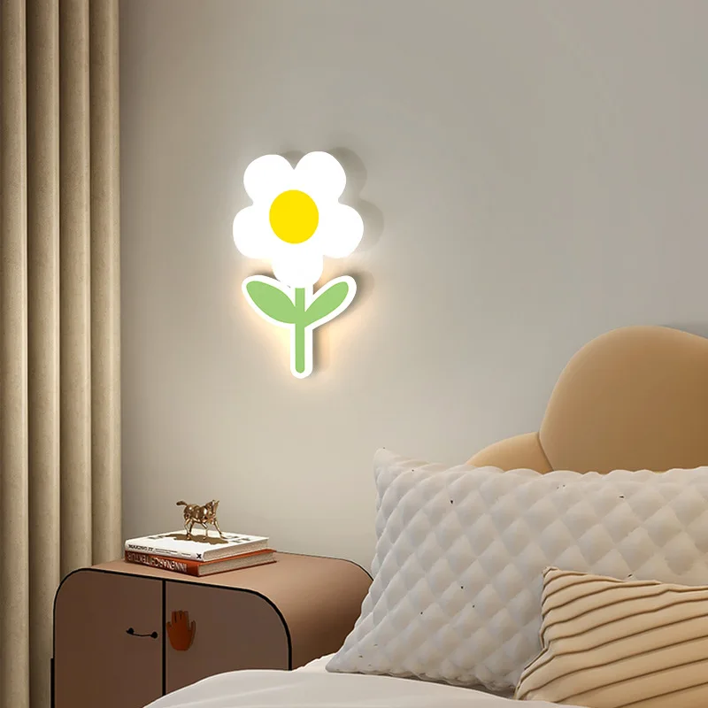 led lampada de parede com design flor para quarto das criancas cuidados com os olhos quarto do bebe quarto cabeceira bercario iluminacao escolar controle remoto 01