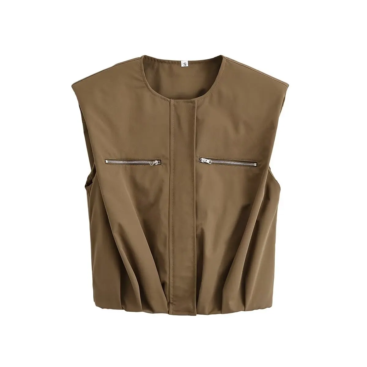Cross-Border Fashion Women's Zipper Puffy Vest Cargo Pants with Pockets Workwear Style Summer Casual Organic Cotton Trousers