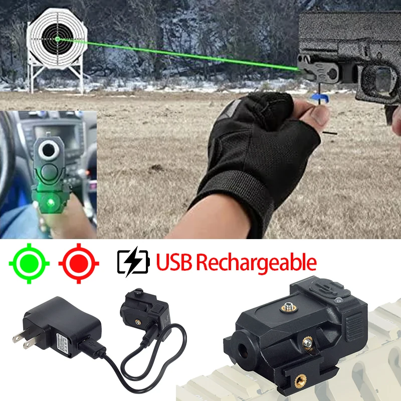 

Лазерный прицел с красной зеленой точкой, магнитный USB-перезаряжаемый пистолет, компактный, компактный, низкопрофильный, 20 мм, рельсовый Glock, перезаряжаемый через USB