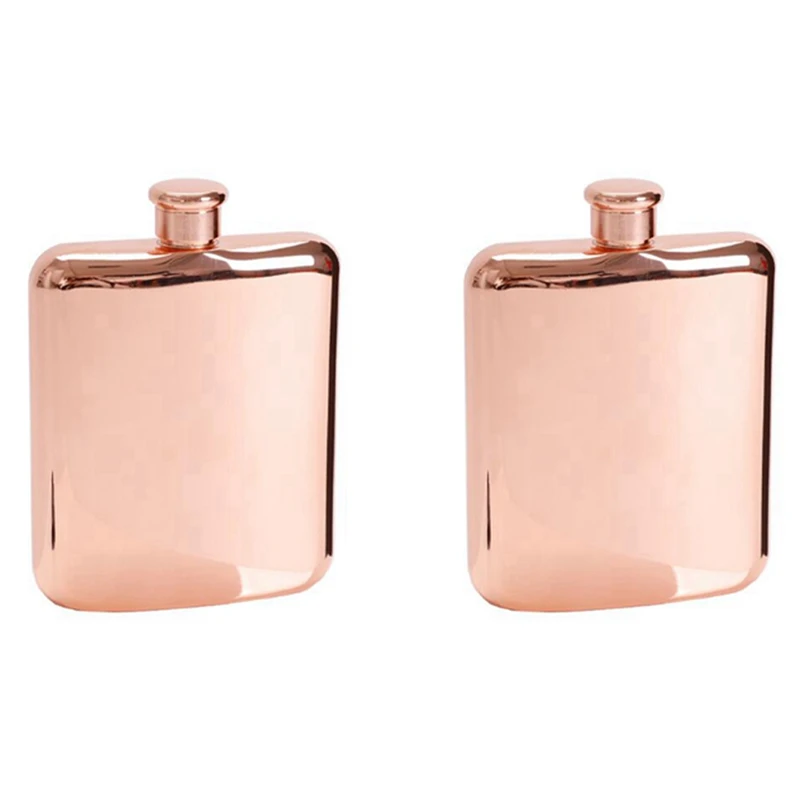 

2X Rose Gold 6 Oz Stainless Steel Vodka Hip Flask Flask For Alcohol Bottle Liquor Whiskey Bottle Groomsmen Gifts