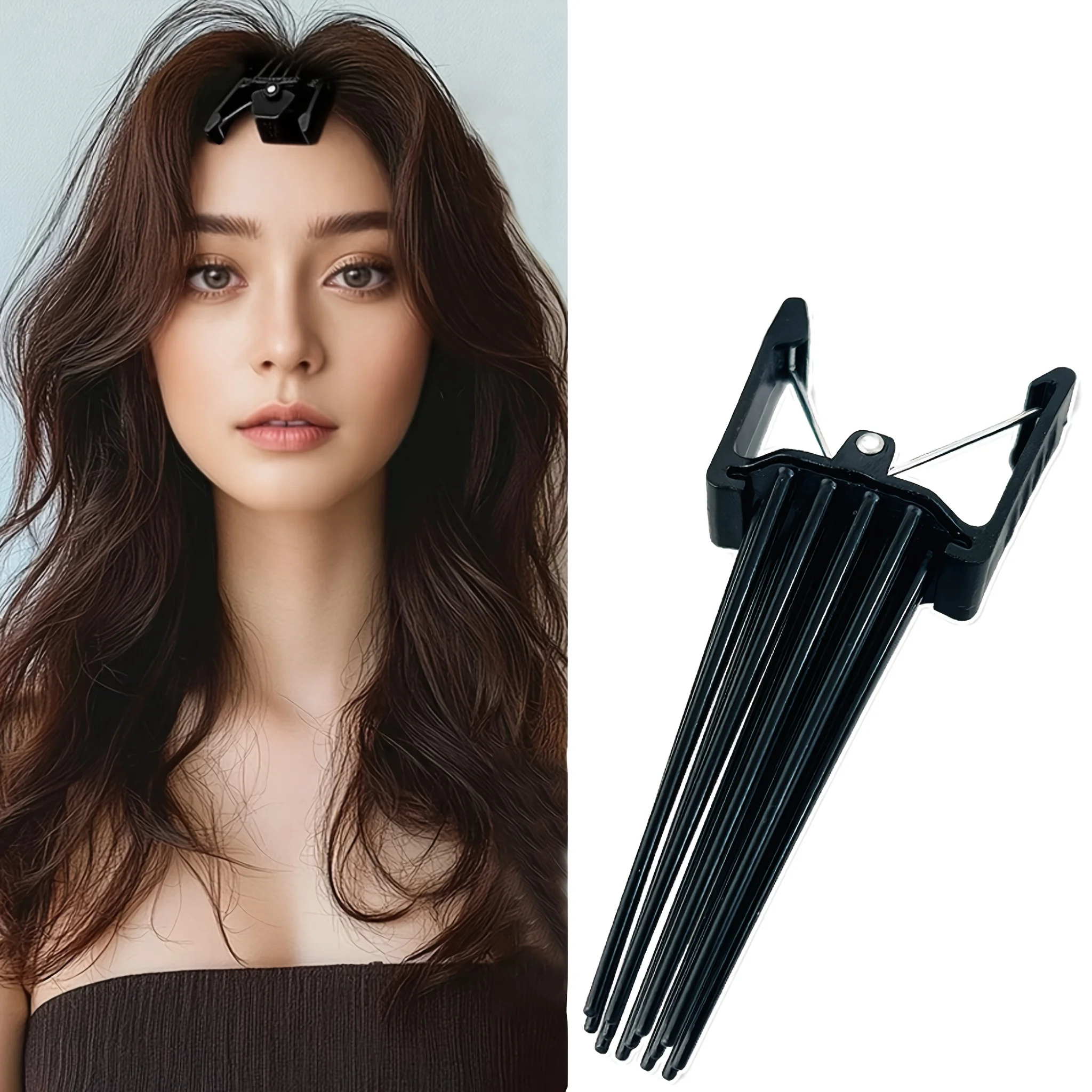 مشابك شعر تكثيف الجذر أداة تصفيف بلاستيكية للغرة والملمس خالية من الحرارة لرفع فوري لجميع أنواع الشعر باللون الأسود الاحترافي #2
