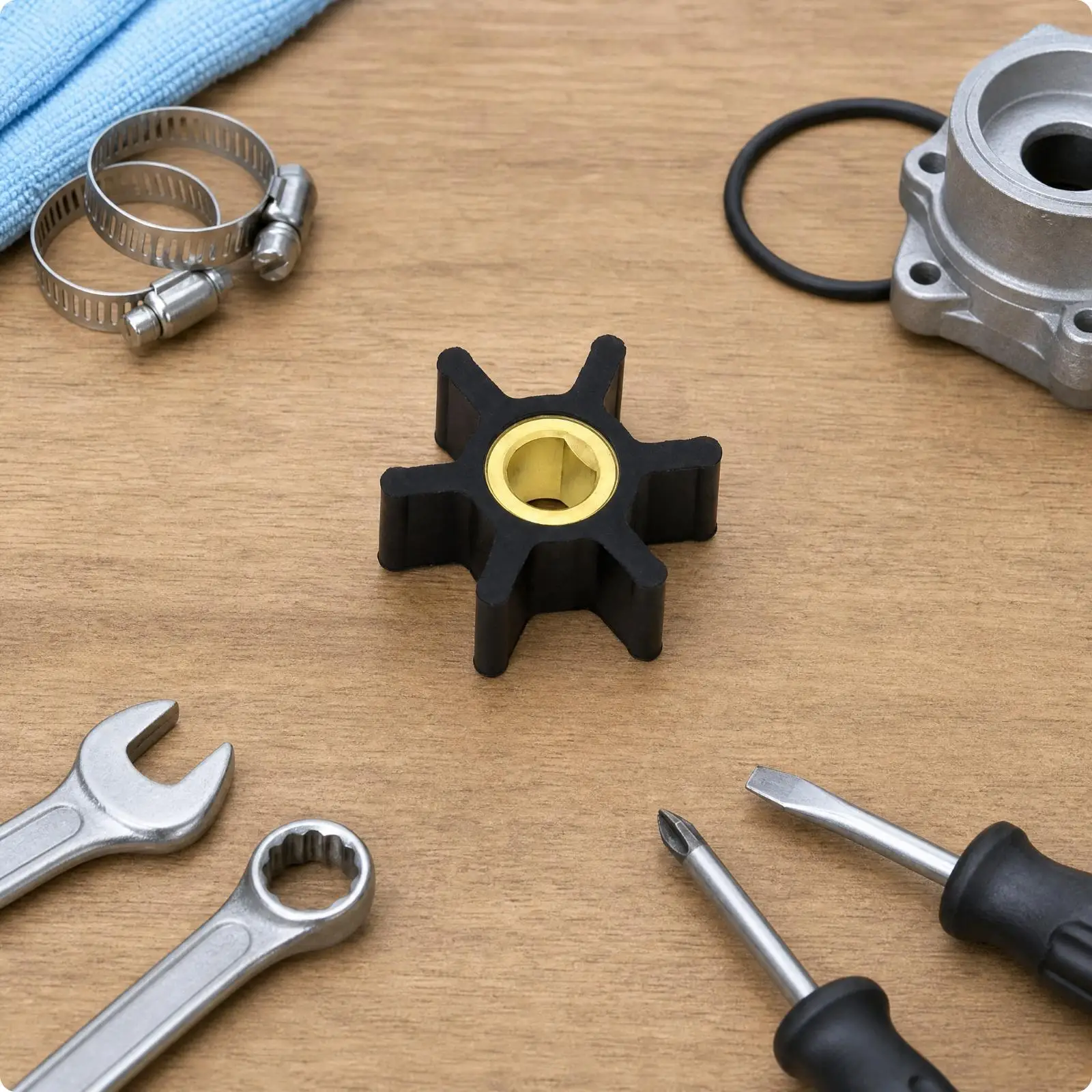 Marine Engine Fluid Pump Impeller Compact Impeller with Brass Drive Insert