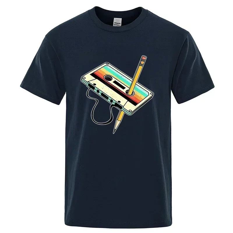 80er-Jahre-Nostalgie-Kassetten-Grafik-T-Shirt Retro-Musik Unisex Kurzarm Baumwollmischung Vintage Y2K Streetwear T-Shirt für Männer und Frauen – Detail 6