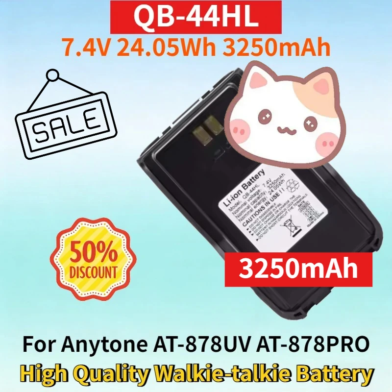 

Newest QB-44HL 7.4V 24.05Wh 3250mAh Li-ion Battery for Anytone AT-878UV AT-878PRO AT-878PLUS High Quality Walkie-talkie Battery