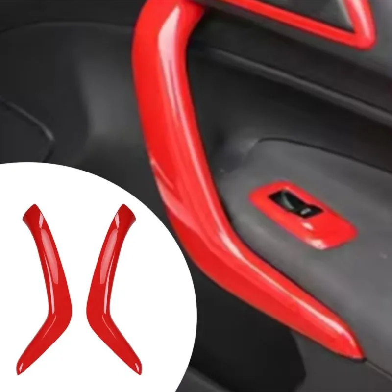 Super Sale 1Pair Car Interior Door Armrest Trims Frame Stickers Carbon Fiber Style for Ford Fiesta 2009-2014 Carbon Fiber Styl
