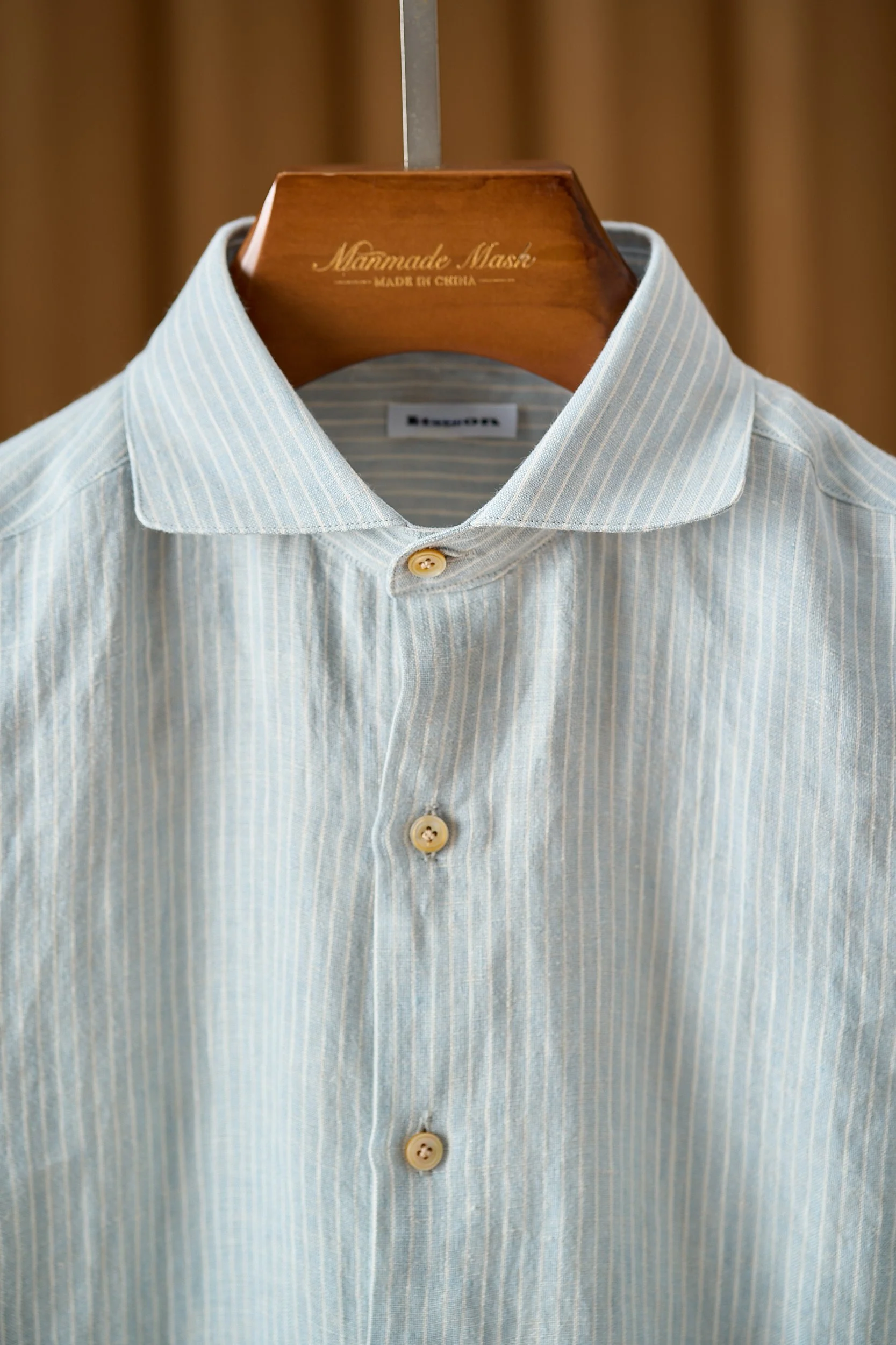 

Italian kiton European and American old money style light luxury men's clothing summer 100% linen striped business casual shirt