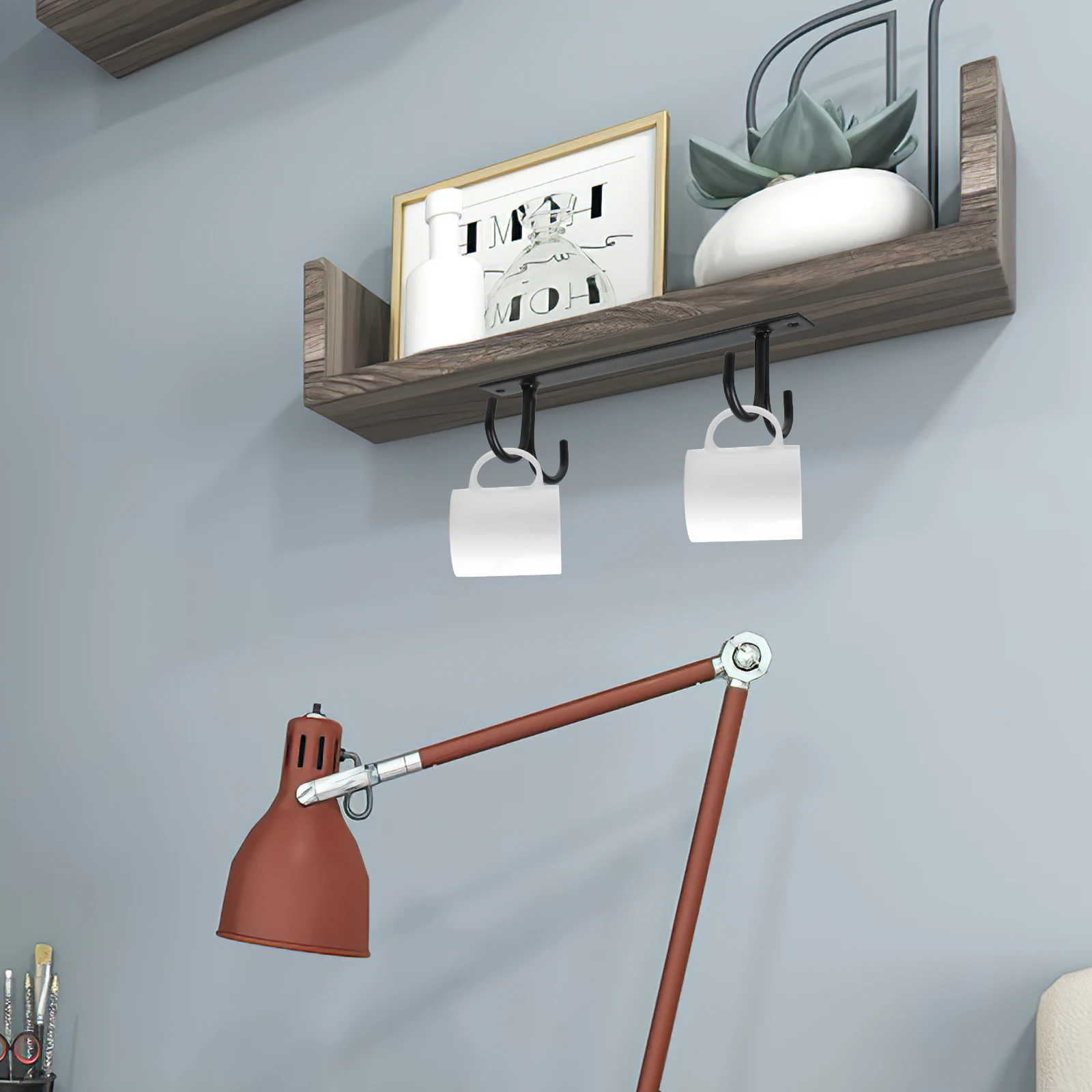 

Iron Cup Holder Kitchen Mug Rack Under Cabinet Drying Storage Hanger Mug Bracket Display Organizer Household Cups Tree