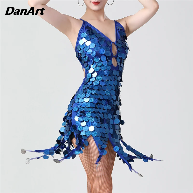 

Women's Latin Dance Dress Shiny Ladies Jazz Tango Rumba Cha cha Tango Sexy Backless Stage Performance Costume Goddess Clothing