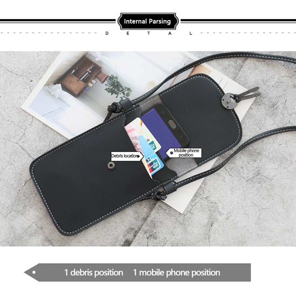 Women Mobile Phone Bag Fashion Touch Screen Shoulder Phone Bag Crossbody Bags Leather Mobile Wallet Bags IPhone 13 14 Huawei