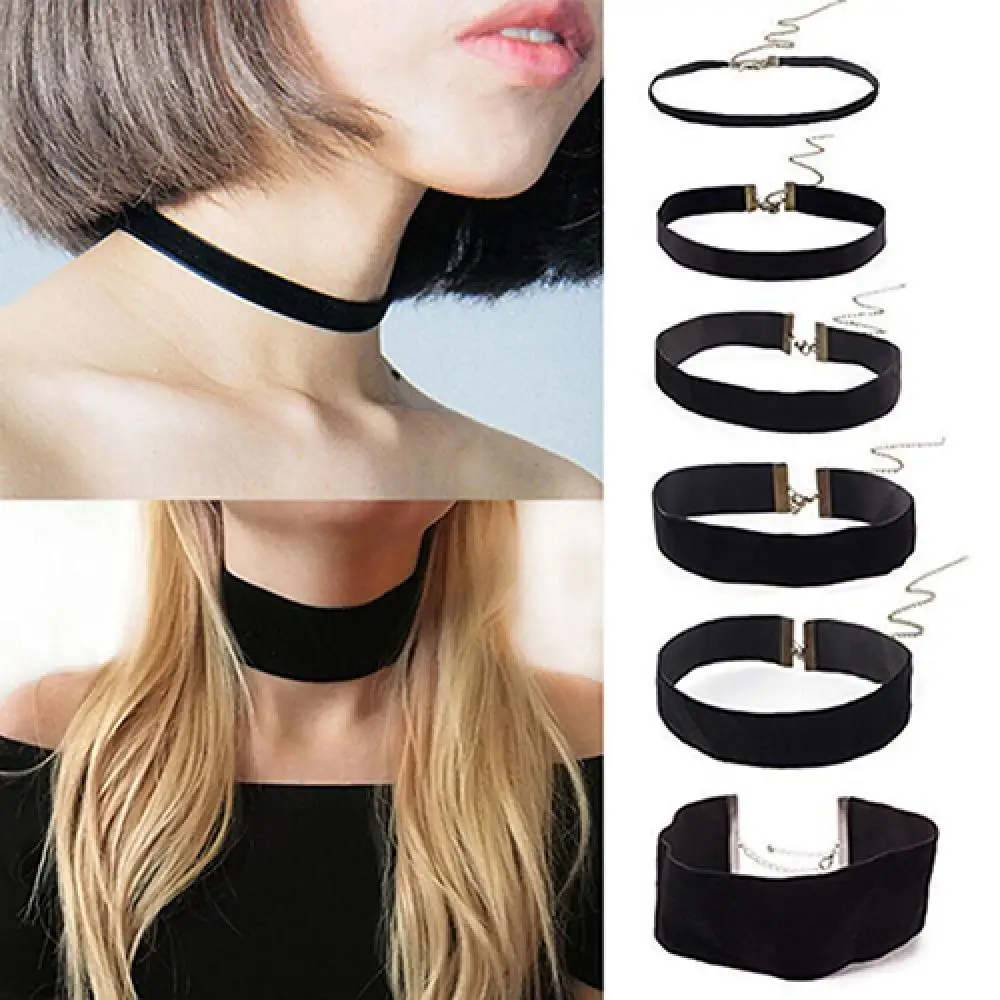 Black Velvet Choker Korean Fashion Womens Punk Gothic Soft Velvet Choker Necklace Girl Neck Jewelry Retro Hip-hop Necklace