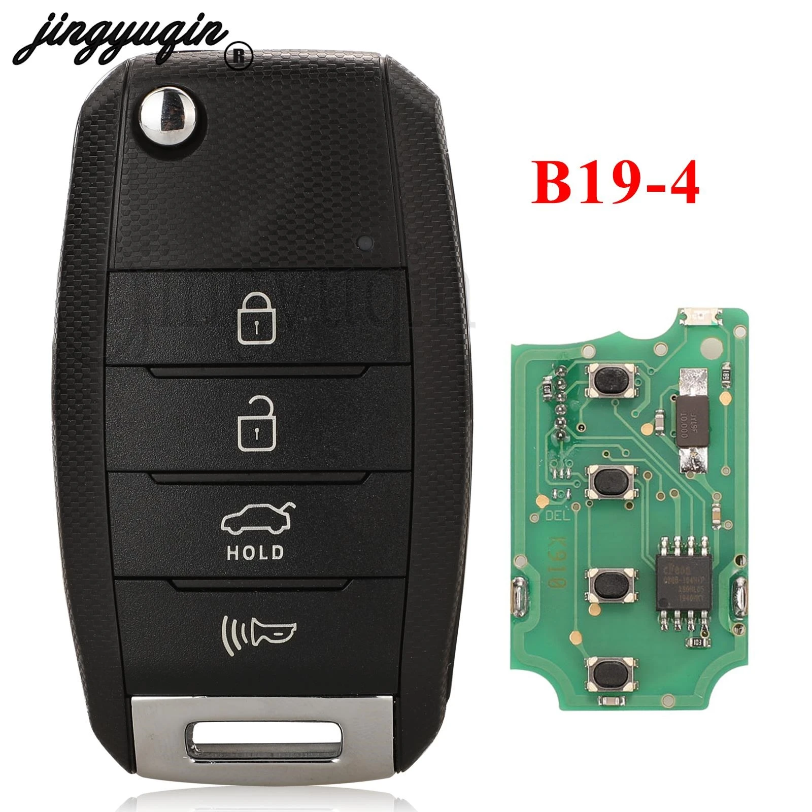 jingyuqin 4 Buttons B19-4 KD Universal Folding Car Remote Key B-Series For Kia KD900/MINI KD/URG200 Key Machine Fob Replacement