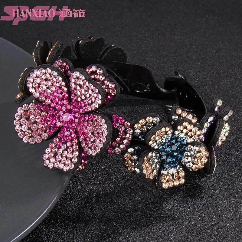กิ๊บติดผมหญิง Rhinestone ดอกไม้ Bud ตกแต่งผมจานผม Artifact หางม้าหัวเข็มขัด headflower hairpin Twist คลิป