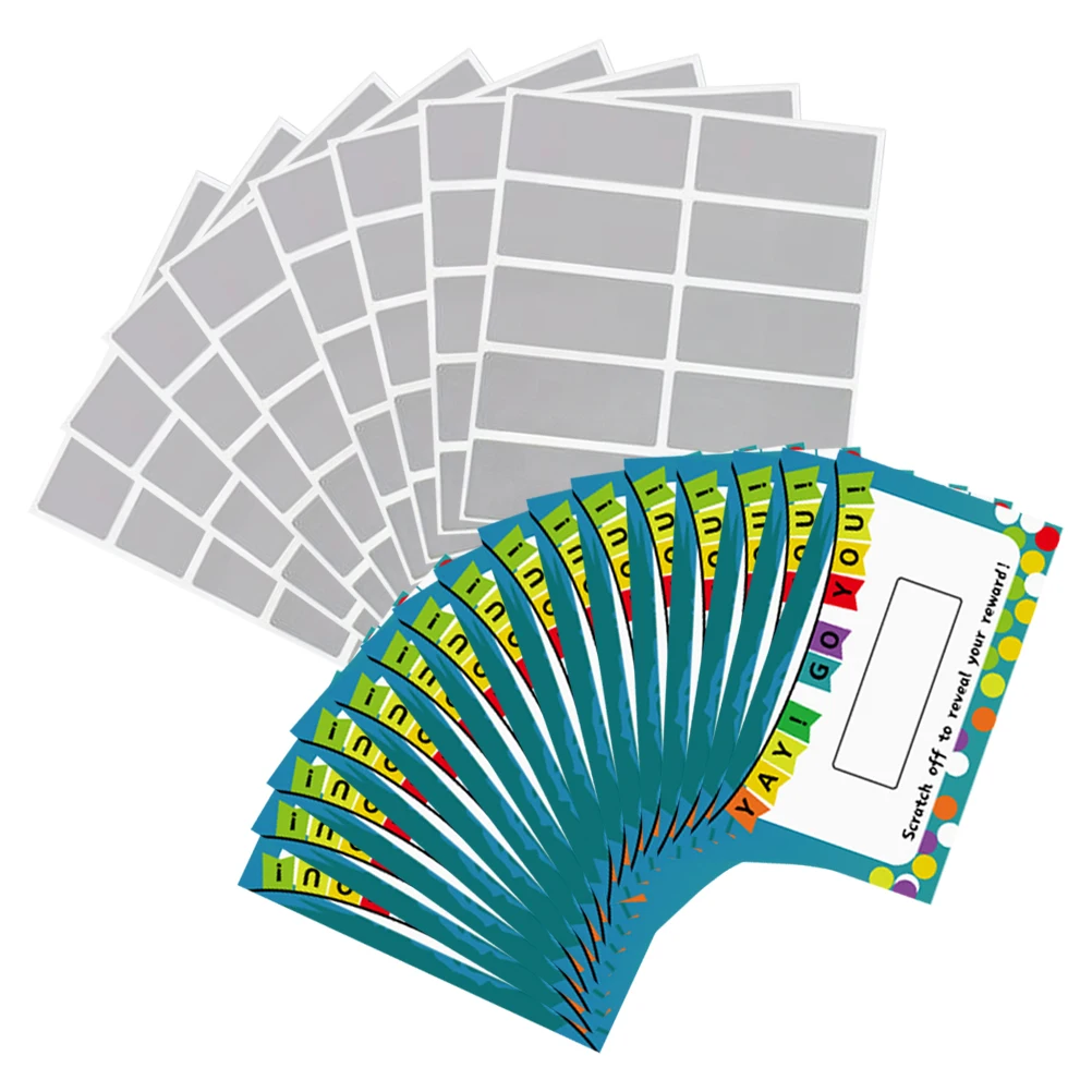 100 Sheets Scratch Off Cards Blank Self Adhesive Labels Rectangular Paper Party Supplies Wedding Birthday