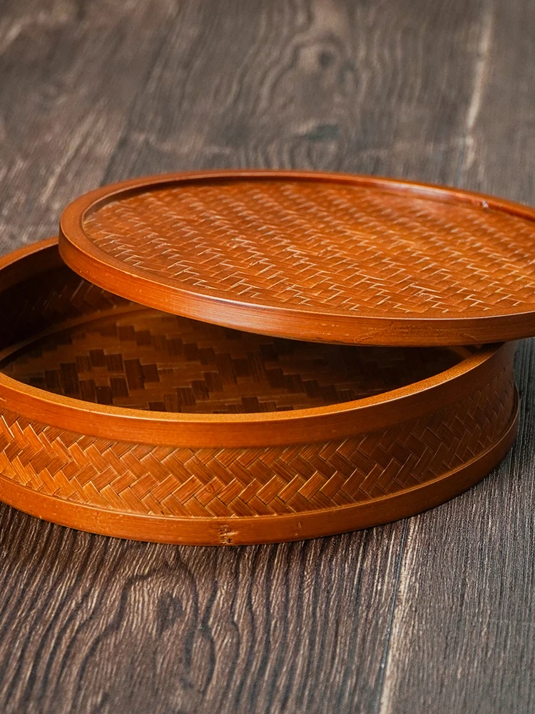 retro-round-storage-plate-with-lid-woven-bamboo-wood-tray-fruit-plate-handcrafted-chinese-artisanal-product-from-guangdong