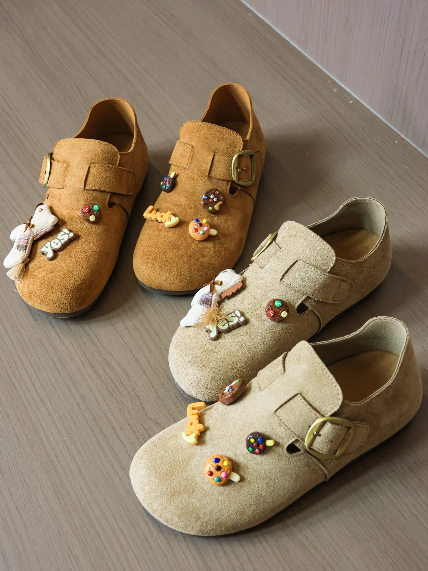 Women's Soft Suede Buckle Slip-On Shoes Spring 2026 Comfortable Flat Heel Synthetic Leather round Toe Fashionable Single Shoes