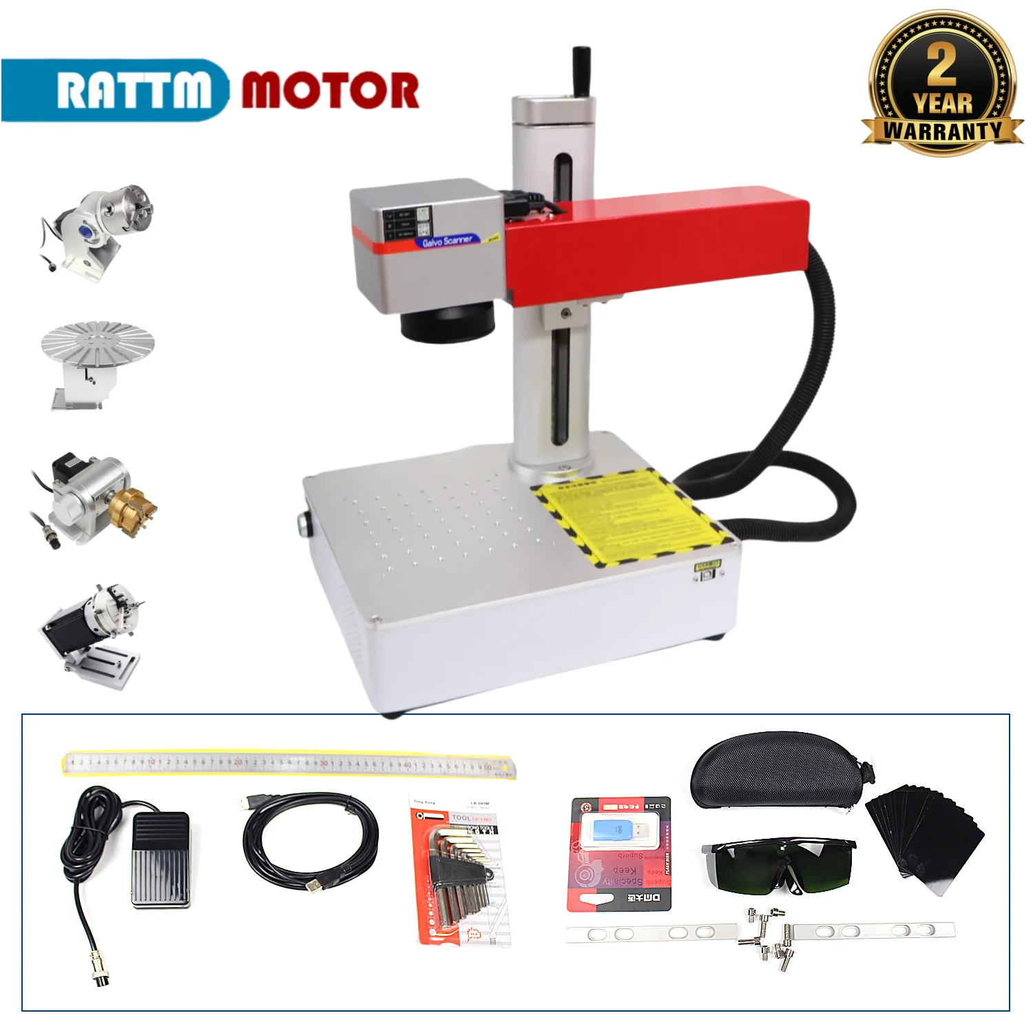 Fiber Laser Engraving Machine Marking Metal 20w 30w 50w 60w Raycus JPT MOPA M7 Engraver Gold Copper With D50 D60 D80 Rotary Axis
