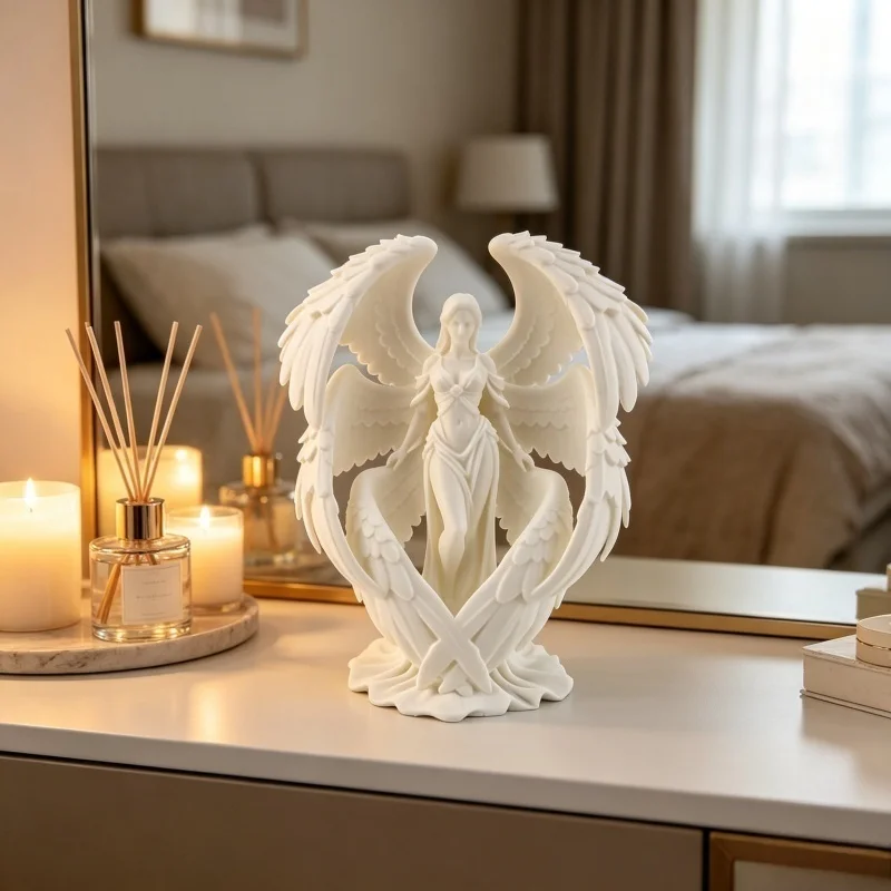 3D Printed Six-Winged Angel Statue PLA Figurine for DIY Hand Coloring Home Decor Desktop Ornament European Style Room Decoration view 6