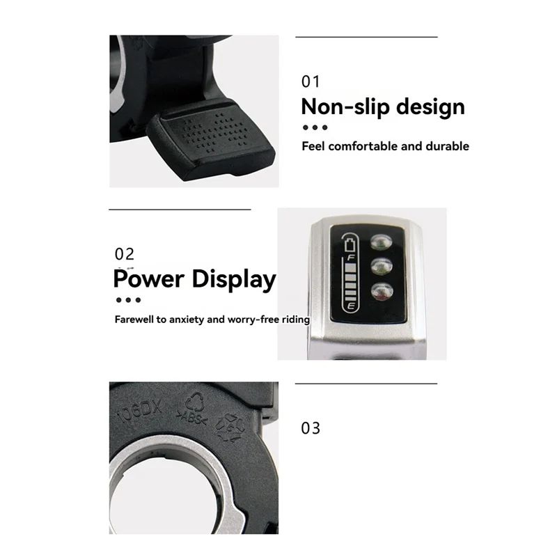 حار! الإبهام دواسة الوقود قبضة 160 مللي متر الذاتي قفل التبديل ل 22.3 مللي متر المقود ل سكوتر كهربائي #2