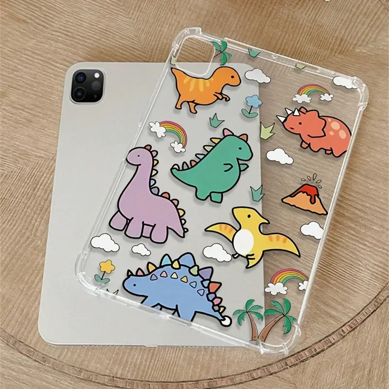 For IPad 10th/9th Case Cute Dinosaur Ultra Thin Case for IPad Air 6/5/4 Soft Silicone Cover for Pro 11 2022 Pro 13'' 2024 Funda