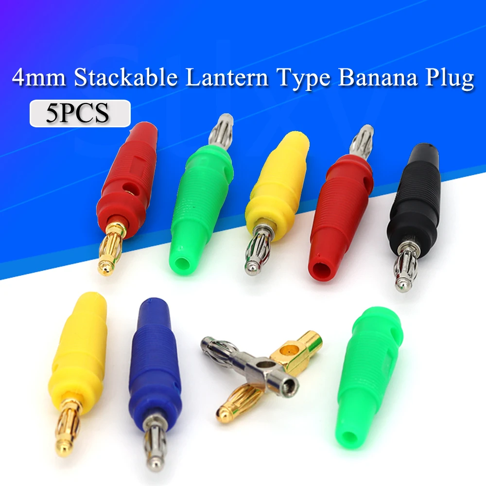 5Pcs 4mm Banana Plug Lantern Regulated Power Supply Universal Meter Test Plug Welding-Free Soft Rubber Shell Non-Slip Sheath