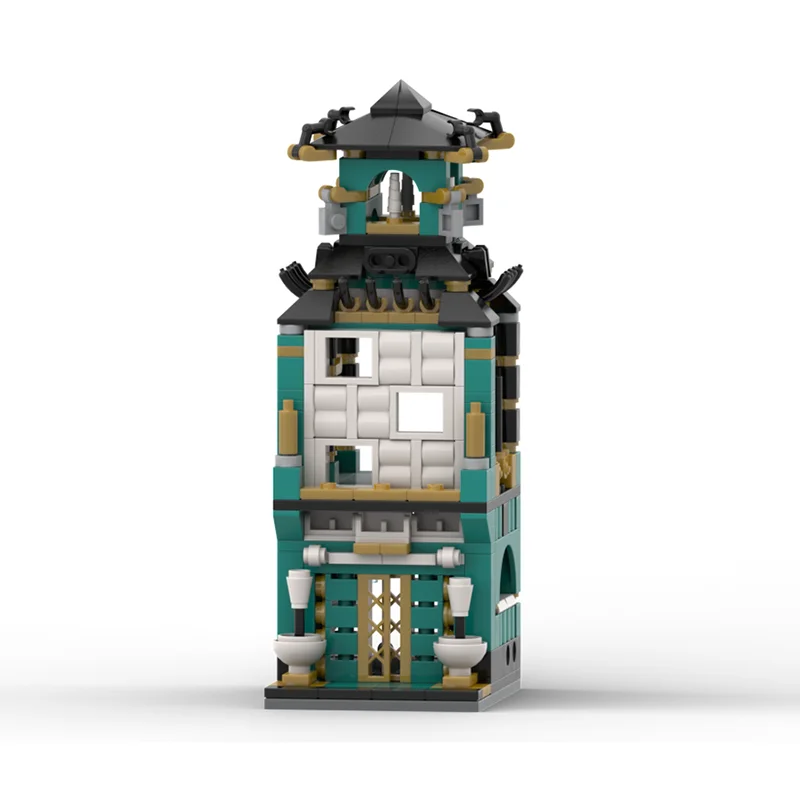 Cidade rua vista moc tijolos de construção modular chinês banho casa modelo tecnologia blocos natal diy brinquedo construção presentes