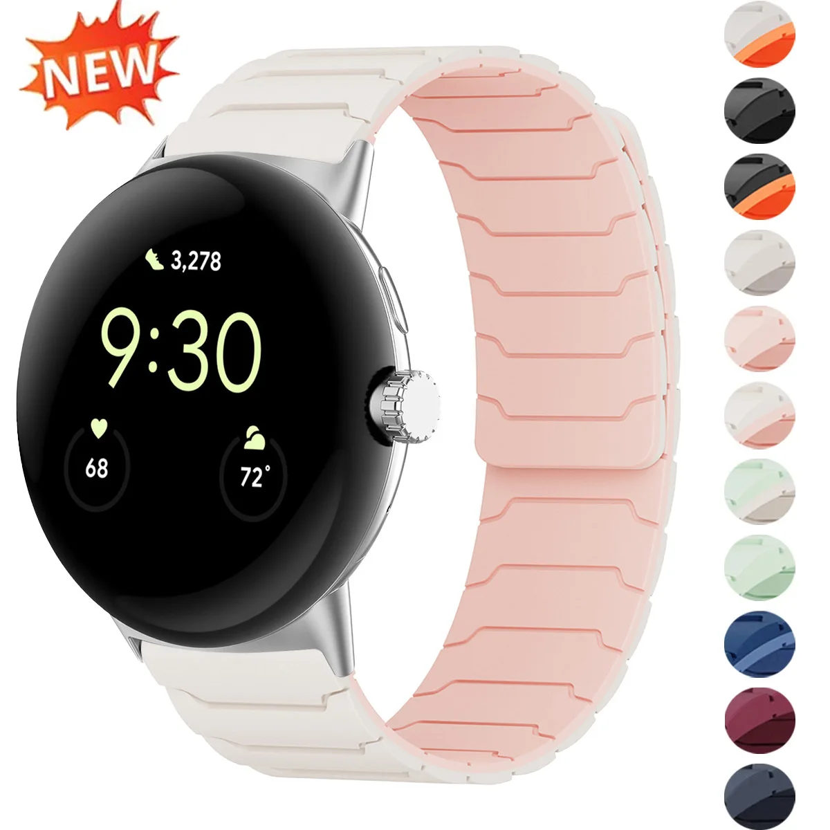 Magnetisches Silikon-Ersatzarmband für Google Pixel Watch 4 3 45mm 41mm, Sportarmband für Pixel Watch 2 1