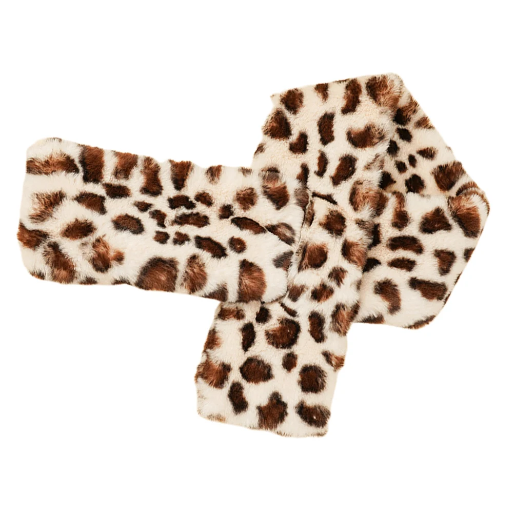 

Fleece Scarf Warm Women Winter Leopard Western Style Shawls Beige Autumn Women's Scarves