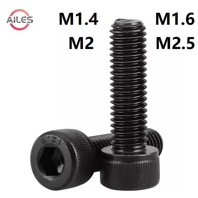 M1.4 M1.6 M2 M2.5 Hexagon Socket Head Cap Screws High Strength Carbon Steel 12.9 Grade Full Thread Tooth Hex Bolts