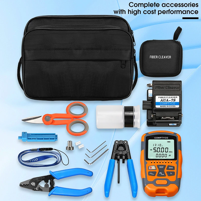 Imagem -06 - Ftth Fibra Óptica Tool Kit Aua7s Fibra Cutelo Mini Medidor de Potência Óptica 15mw Visual Fault Locator Aua-m50 70 em 1