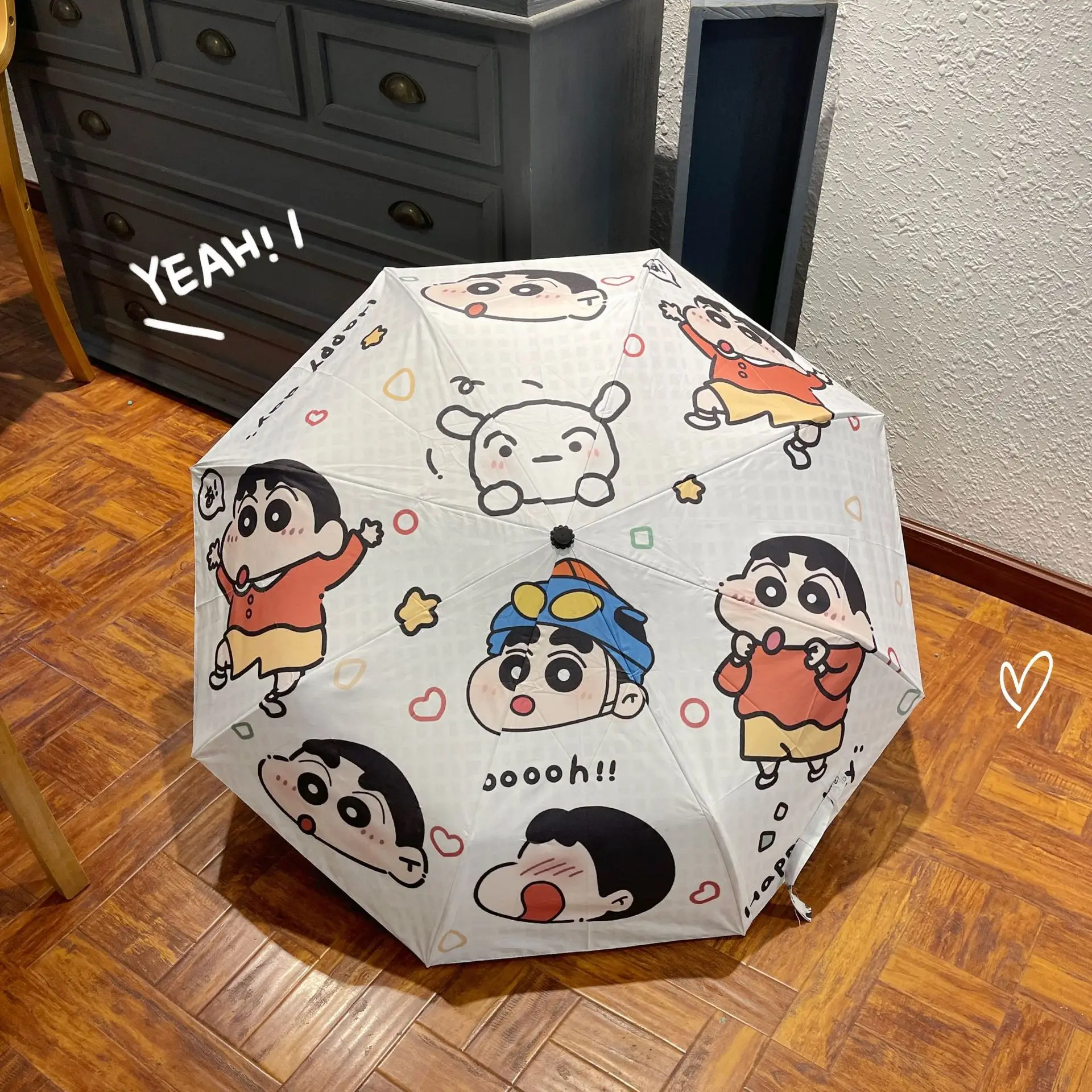 Anime Crayon Shin-chan Kawaii Figure Foldable and portable Sunshade umbrella ultraviolet-proof Umbrella Cosplay props Gifts