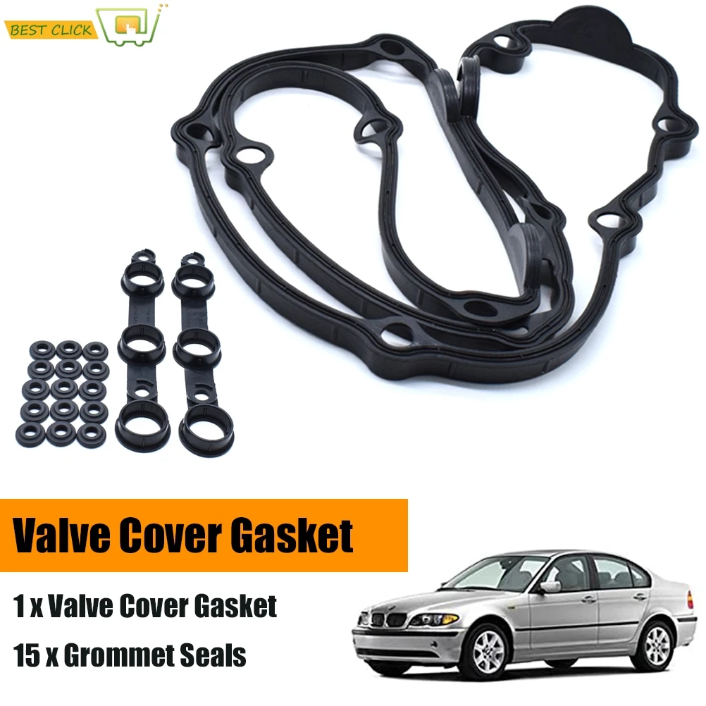 Engine Valve Cover Gasket Kit Set With Seals For BMW  E36 E38 E39 E46 E53 E60 E83 330i 330xi 525i 530i 11129070990 11120030496