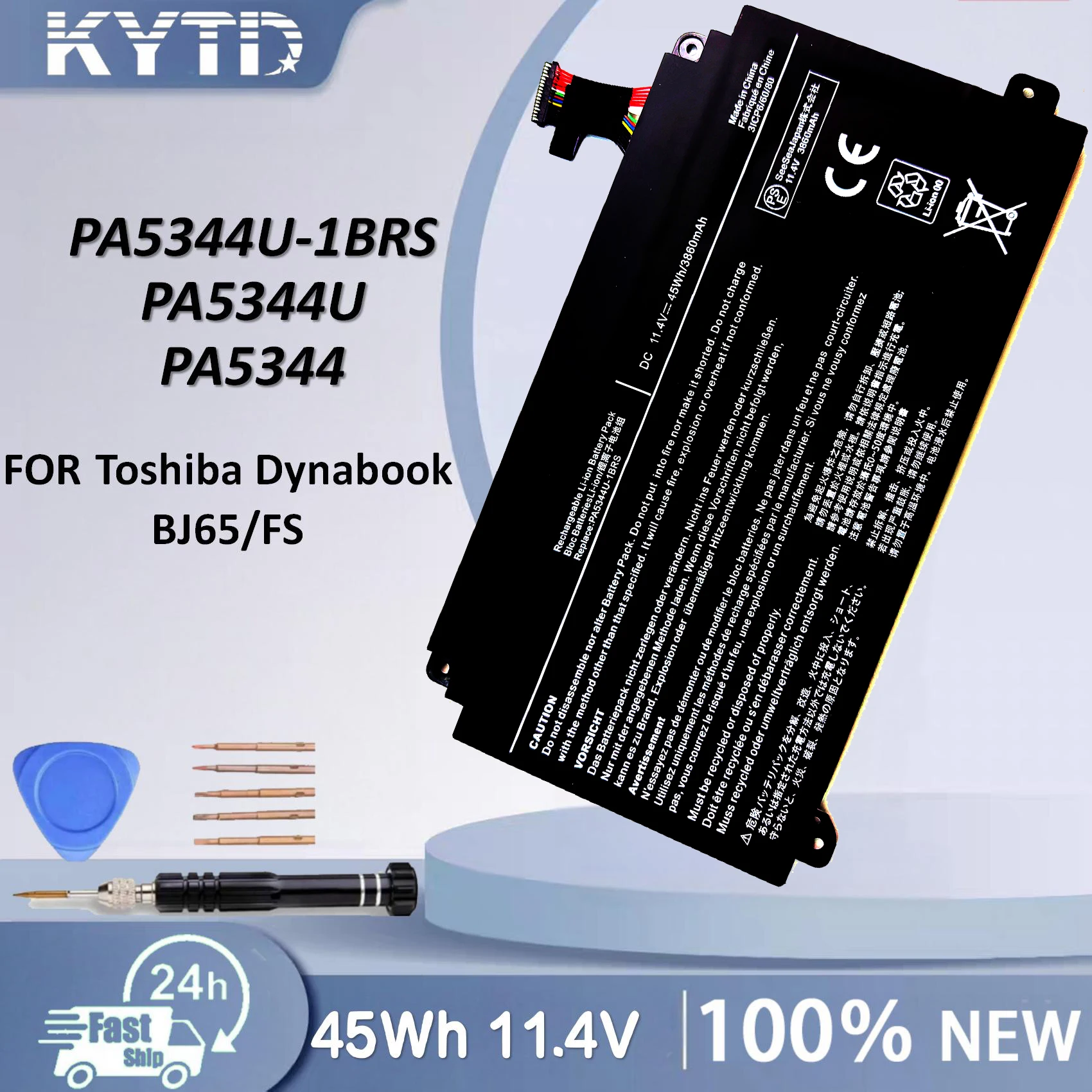 KYTD PA5344U-1BRS 11.4V 45Wh 3860mAh Laptop Battery Rechargeable