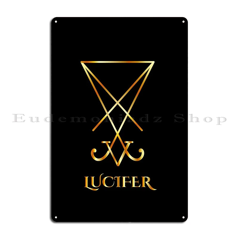 Sigil Of Lucifer In Gold Metal Plaque Poster Party Cinema Club Bar Character Garage Club Tin Sign Poster