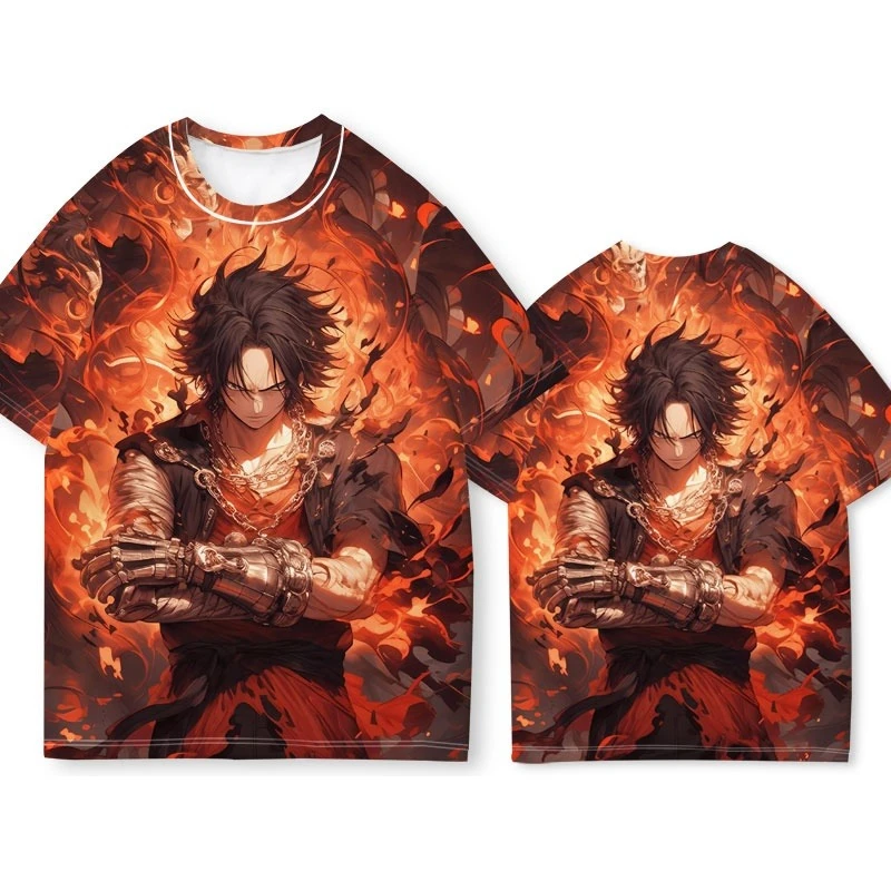 

Новинка 2024 года, цельная аниме-футболка Ace Fiery Aura, дизайн, уникальный двухсторонний принт в стиле бандай, необходимая для любителей аниме