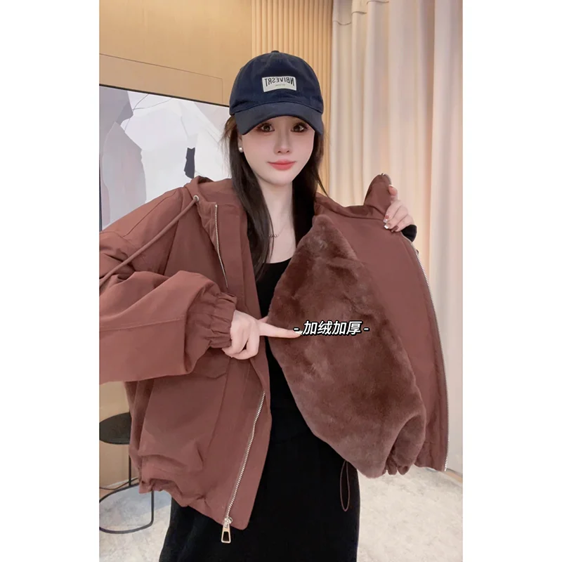 2024 Autumn/winter New Women\'s Cotton Jacket Loose Commuting Casual Hooded Short Jacket