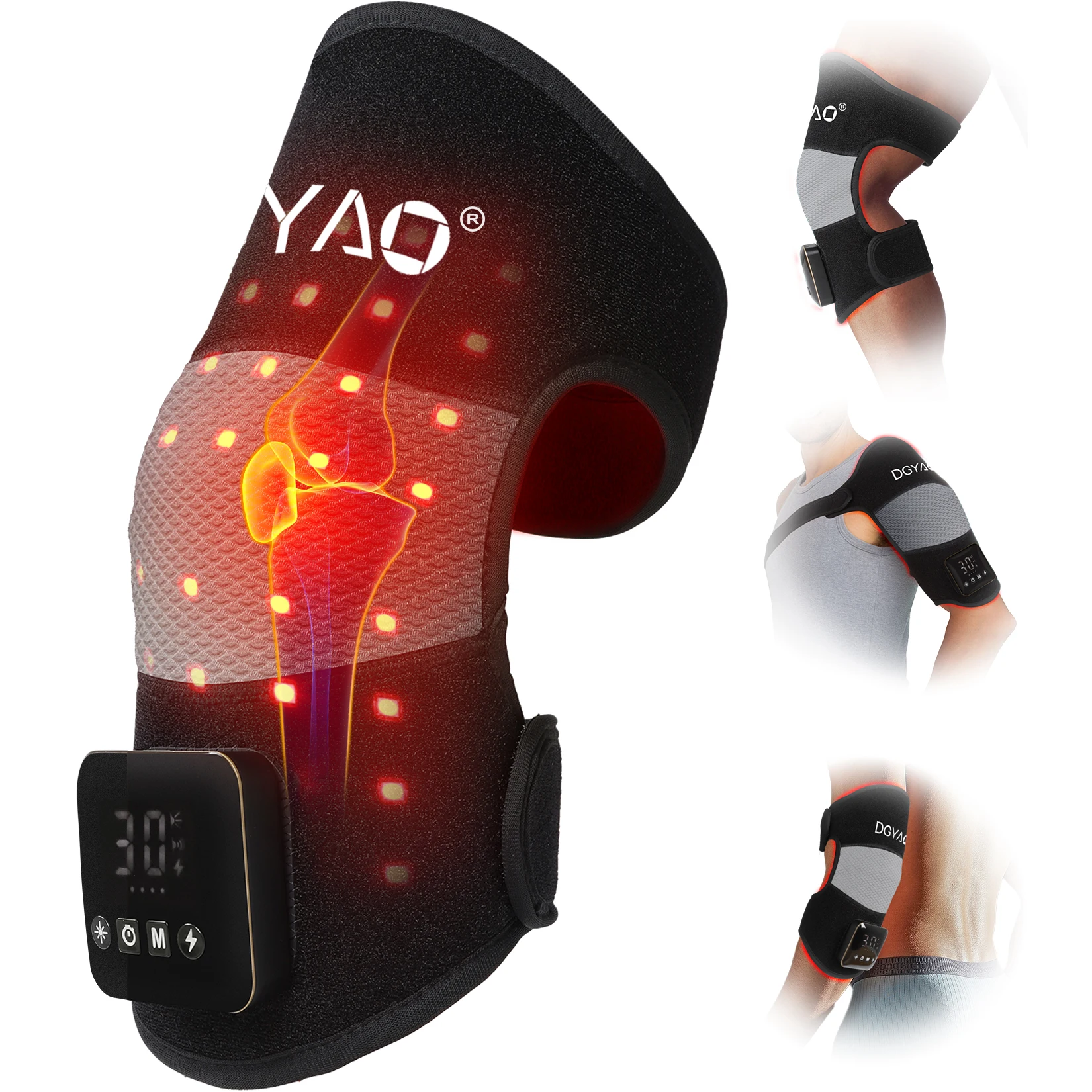 DGYAO Three in One Multifunctional Magnetic Cordless Red Light Therapy Knee Wrap for joint pain relief